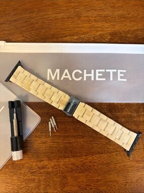 Machete Apple Watch Band in Cream Resin Links Black Metal